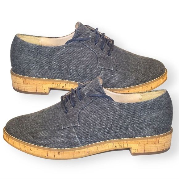 #255 14th & Union Gray Fabric Cork Detail 91848254 Lace Up Oxford Shoes Size 9.5 - Picture 5 of 6
